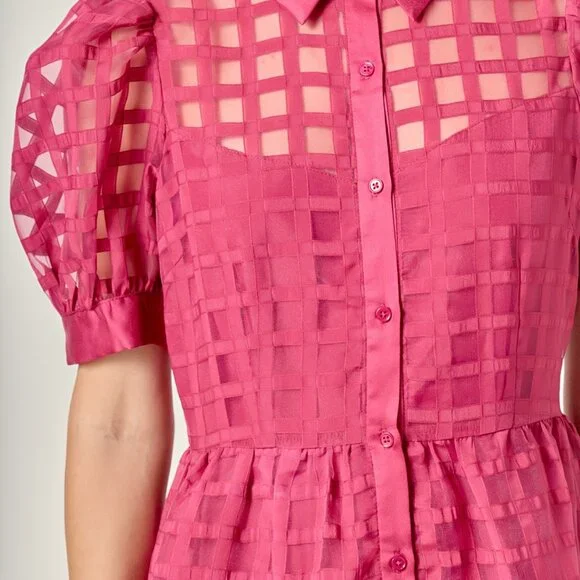 🍷 English Factory Gridded Organza Tiered Maxi Dress – Size L, NWOT 🍷 - Picture 2 of 14